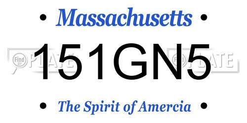 151GN5 Massachusetts License Plate