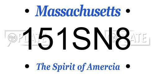 151SN8 Massachusetts License Plate