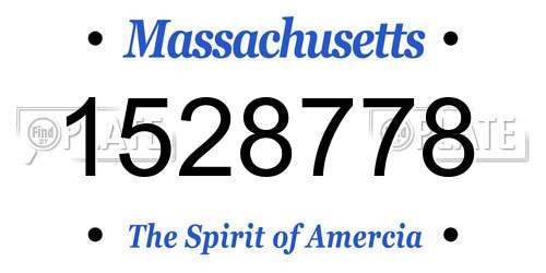 1528778 Massachusetts License Plate