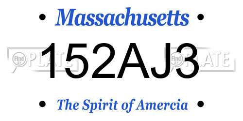 152AJ3 Massachusetts License Plate