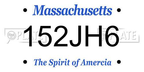 152JH6 Massachusetts License Plate