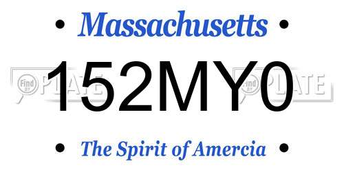 152MY0 Massachusetts License Plate
