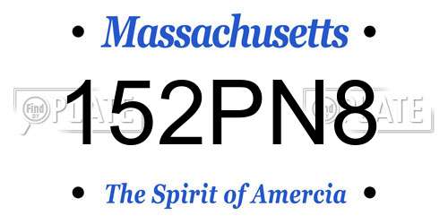 152PN8 Massachusetts License Plate