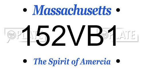 152VB1 Massachusetts License Plate