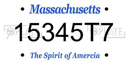 15345T7 Massachusetts License Plate