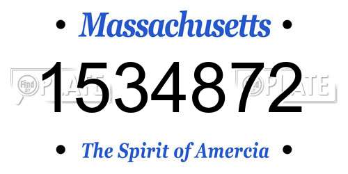 1534872 Massachusetts License Plate