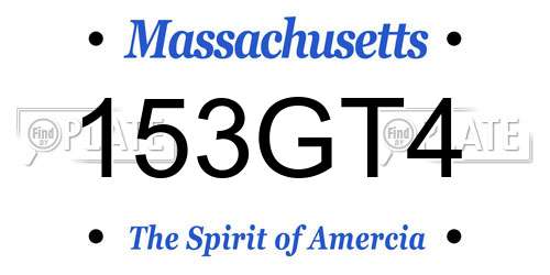 153GT4 Massachusetts License Plate