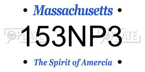 153NP3 Massachusetts License Plate