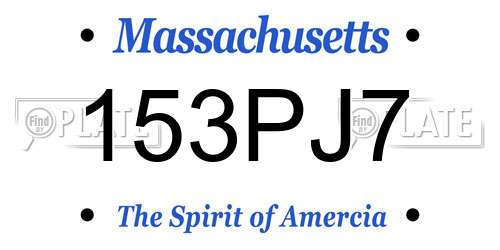 153PJ7 Massachusetts License Plate