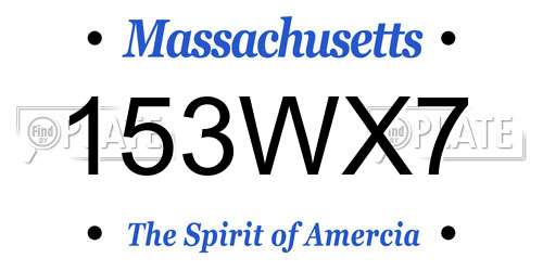 153WX7 Massachusetts License Plate