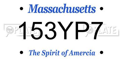 153YP7 Massachusetts License Plate