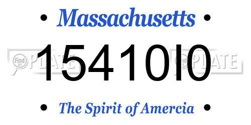 15410I0 Massachusetts License Plate
