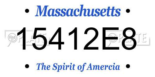 15412E8 Massachusetts License Plate