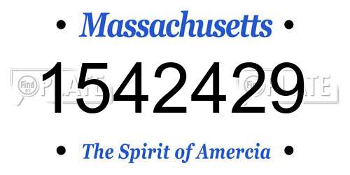 1542429 Massachusetts License Plate