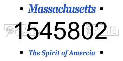 1545802 Massachusetts License Plate