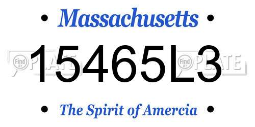 15465L3 Massachusetts License Plate