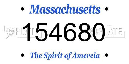 154680 Massachusetts License Plate
