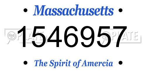 1546957 Massachusetts License Plate