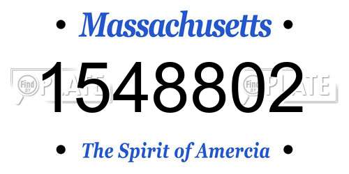 1548802 Massachusetts License Plate