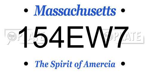 154EW7 Massachusetts License Plate