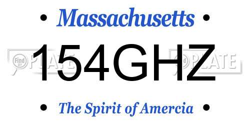 154GHZ Massachusetts License Plate