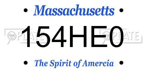 154HE0 Massachusetts License Plate