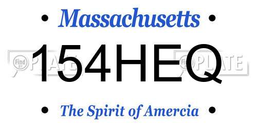 154HEQ Massachusetts License Plate