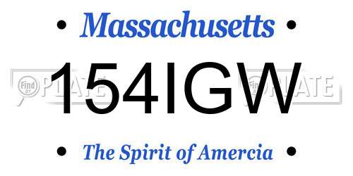 154IGW Massachusetts License Plate
