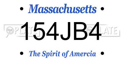 154JB4 Massachusetts License Plate