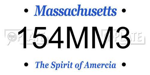 154MM3 Massachusetts License Plate