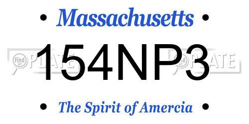 154NP3 Massachusetts License Plate