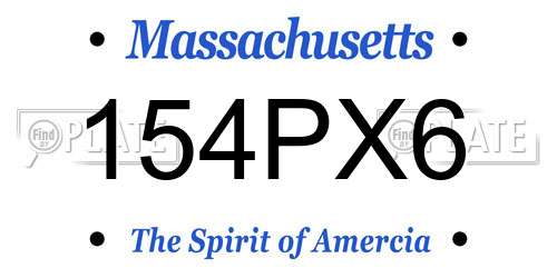 154PX6 Massachusetts License Plate