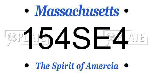 154SE4 Massachusetts License Plate