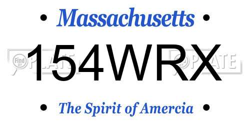 154WRX Massachusetts License Plate