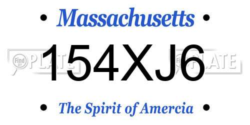 154XJ6 Massachusetts License Plate