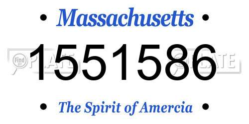 1551586 Massachusetts License Plate