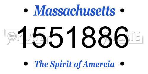 1551886 Massachusetts License Plate