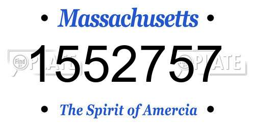 1552757 Massachusetts License Plate