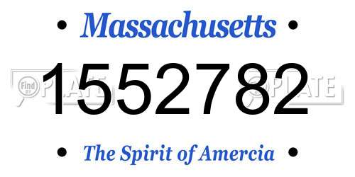 1552782 Massachusetts License Plate