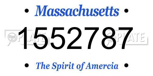 1552787 Massachusetts License Plate