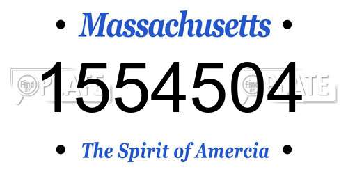1554504 Massachusetts License Plate
