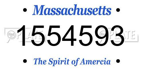 1554593 Massachusetts License Plate