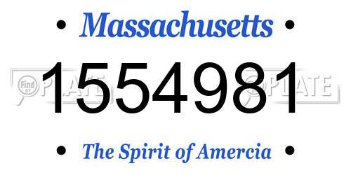 1554981 Massachusetts License Plate