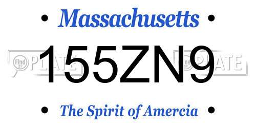 155ZN9 Massachusetts License Plate