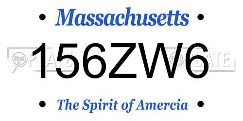 156ZW6 Massachusetts License Plate