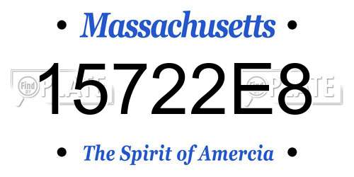 15722E8 Massachusetts License Plate