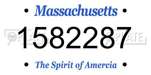 1582287 Massachusetts License Plate