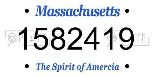 1582419 Massachusetts License Plate