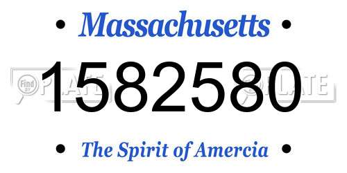 1582580 Massachusetts License Plate