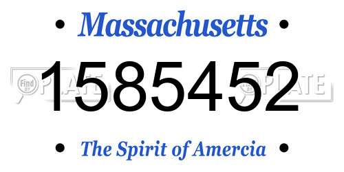 1585452 Massachusetts License Plate